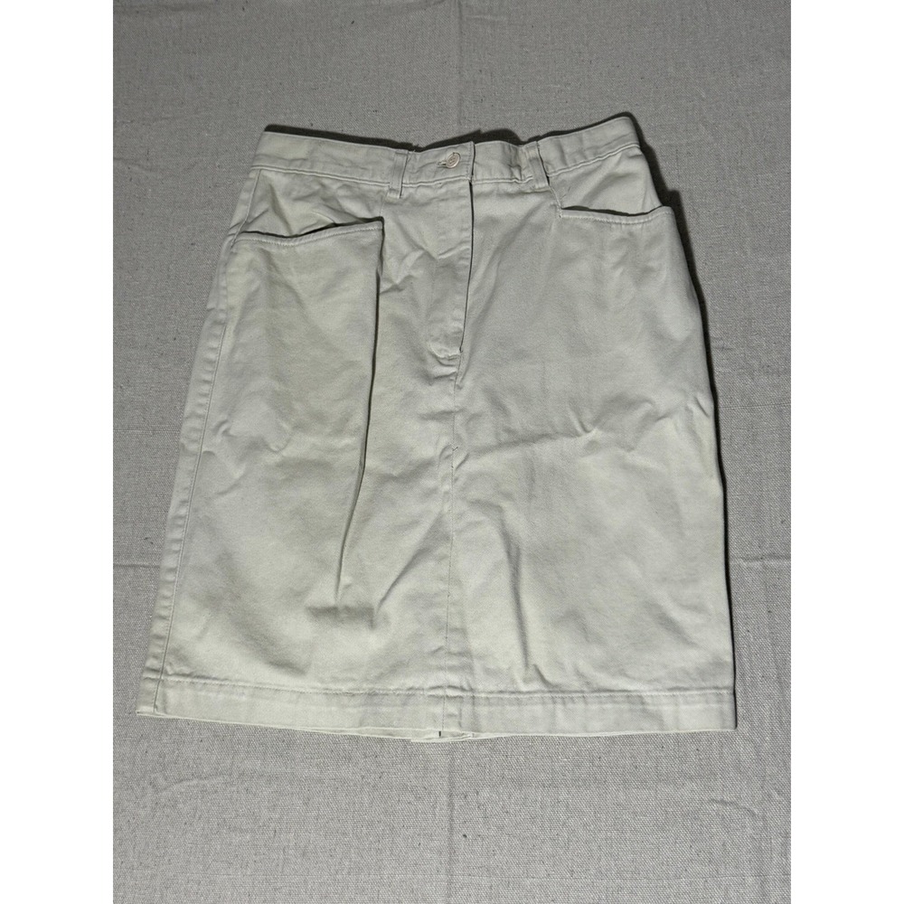 Vintage J.Crew Khaki Chino Skirt Womens 8 Cotton Twill Made in USA Tan Mini